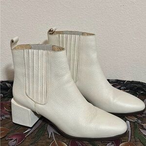 Portland Leather Cream Ankle Boots